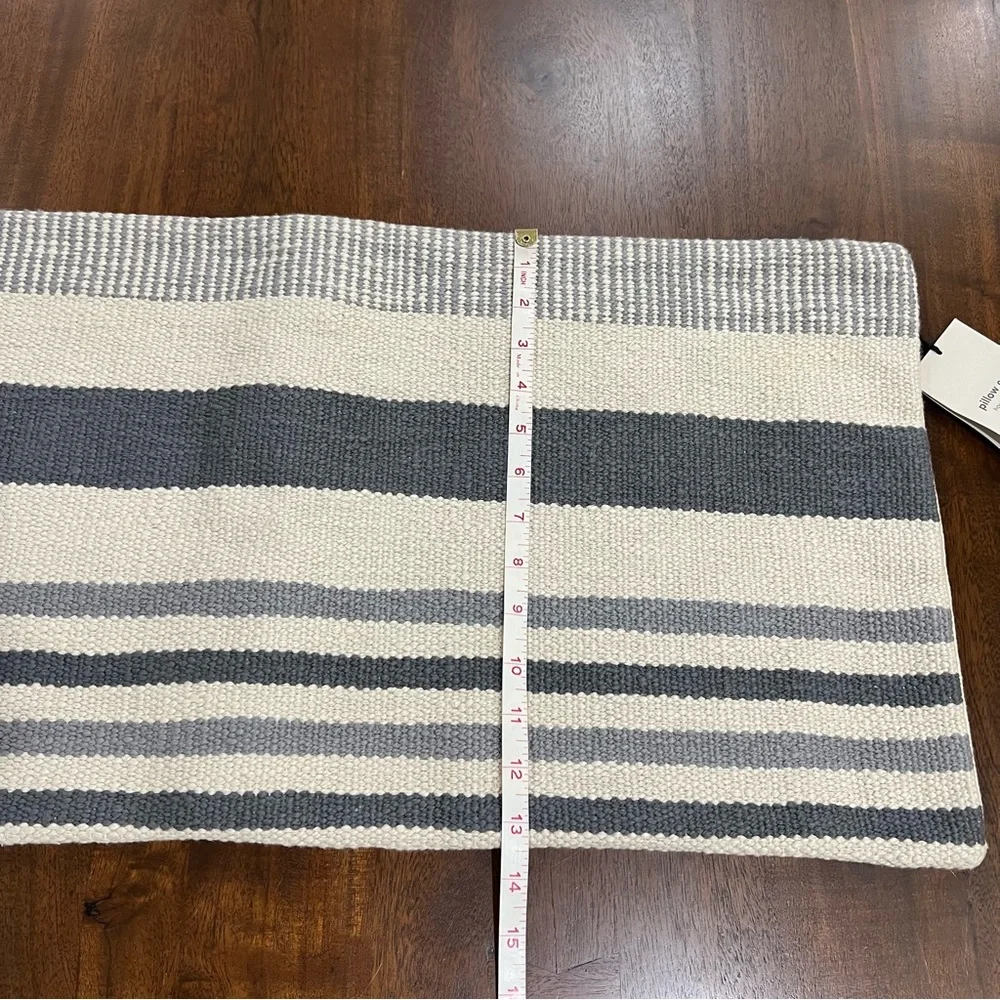 West Elm Charcoal and Cream Striped Accent Pillows